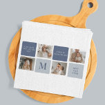 Modern Collage Photo & Blue Happy Fathers Day Gift Tea Towel<br><div class="desc">Modern Collage Photo & Blue Happy Fathers Day Gift is a personalised and thoughtful present to celebrate the special man in your life on Father's Day. The gift includes a beautifully designed collage photo frame with space for multiple pictures, allowing you to capture and display your favourite memories with your...</div>