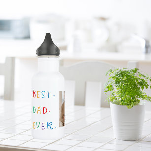 Modern Collage Photo Colourful Best Dad Ever Gift 532 Ml Water Bottle