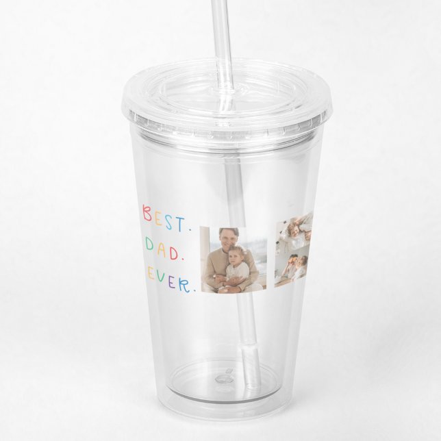 Modern Collage Photo Colourful Best Dad Ever Gift Acrylic Tumbler (Creator Uploaded)