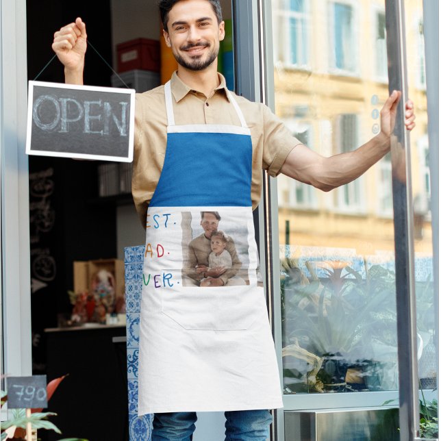 Modern Collage Photo Colourful Best Dad Ever Gift Apron (Creator Uploaded)