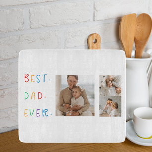 Modern Collage Photo Colourful Best Dad Ever Gift Cutting Board