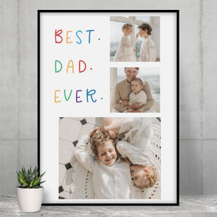 Modern Collage Photo Colourful Best Dad Ever Gift Poster