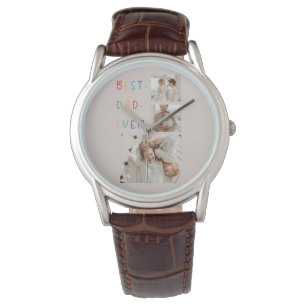 Modern Collage Photo Colourful Best Dad Ever Gift Watch