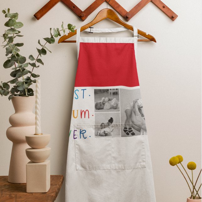 Modern Collage Photo & Colourful Best Mum Ever Gif Apron (Creator Uploaded)