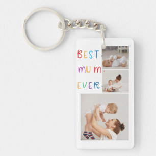 Modern Collage Photo & Colourful Best Mum Ever Gif Key Ring