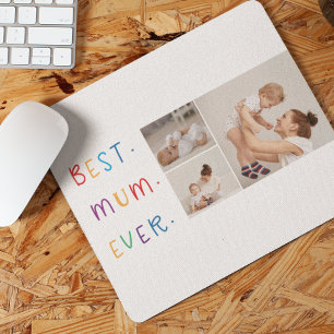 Modern Collage Photo & Colourful Best Mum Ever Gif Mouse Pad