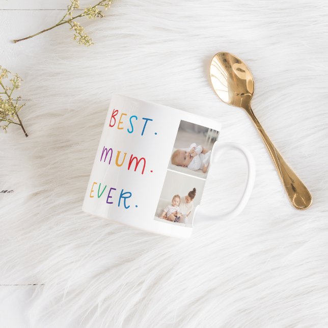 Modern Collage Photo & Colourful Best Mum Ever Gif Mug (Creator Uploaded)