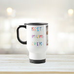 Modern Collage Photo & Colourful Best Mum Ever Gif Travel Mug<br><div class="desc">A modern collage photo and colourful "Best Mum Ever" gift is a thoughtful and personalised present for any mother. The collage photo is a collection of various pictures that have been artfully arranged to form a cohesive and visually appealing composition. These photos may feature cherished memories, family members, and special...</div>