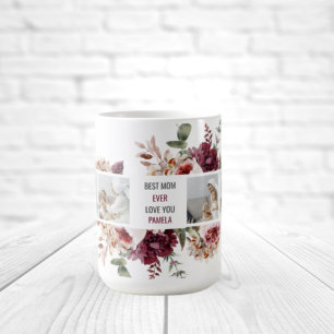 Modern Collage Photo Flowers Frame Best Mum Gift Coffee Mug