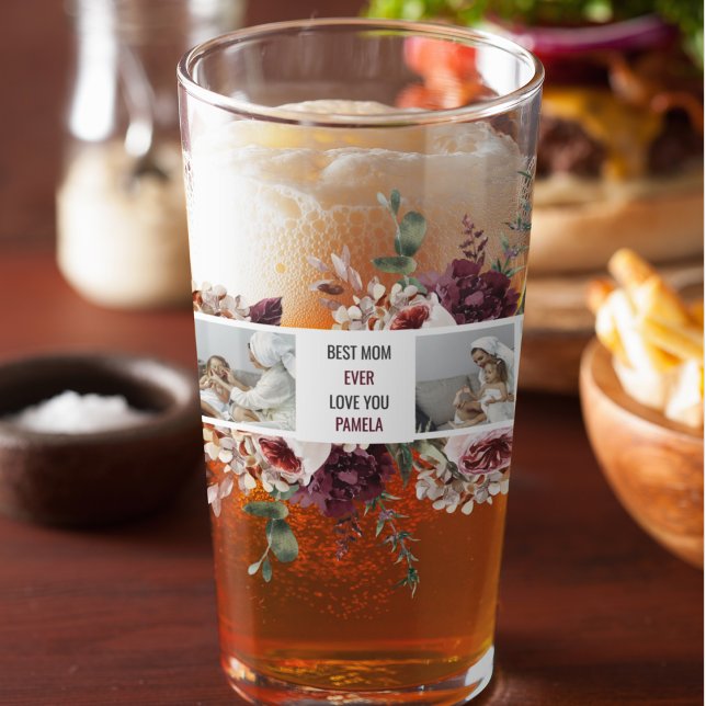 Modern Collage Photo Flowers Frame Best Mum Gift Glass (Creator Uploaded)