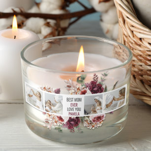 Modern Collage Photo Flowers Frame Best Mum Gift Rectangular Sticker