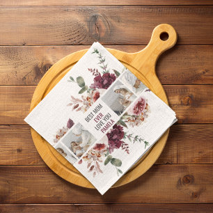 Modern Collage Photo Flowers Frame Best Mum Gift Tea Towel