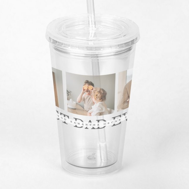Modern Collage Photo & Grey Best Dad Ever Gift Acrylic Tumbler (Creator Uploaded)