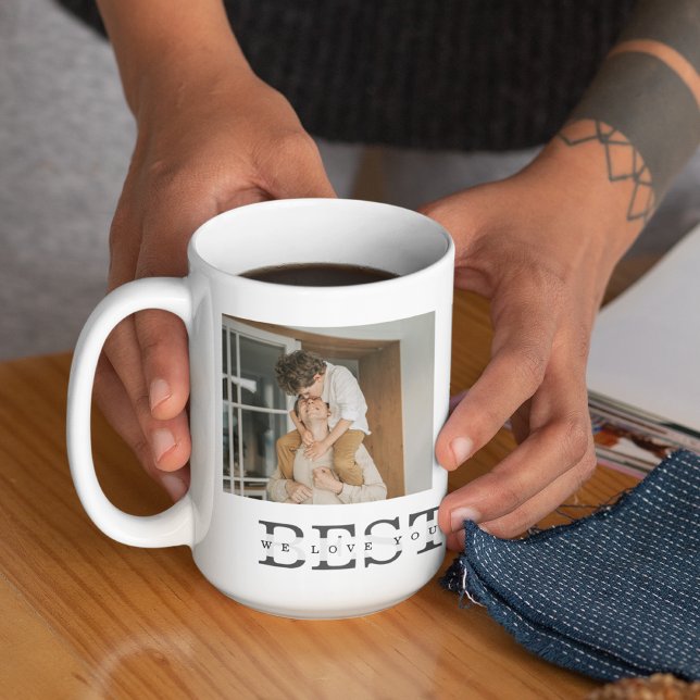 Modern Collage Photo & Grey Best Dad Ever Gift Coffee Mug (Creator Uploaded)