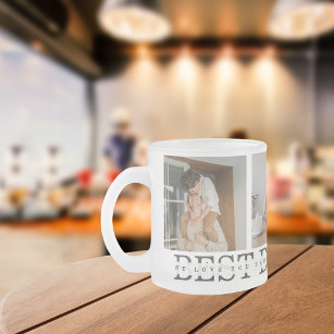 Modern Collage Photo & Grey Best Dad Ever Gift Frosted Glass Coffee Mug