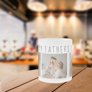 Modern Collage Photo & Happy Fathers Day Best Gift Frosted Glass Coffee Mug