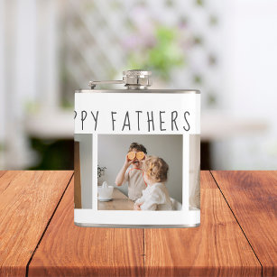 Modern Collage Photo & Happy Fathers Day Best Gift Hip Flask