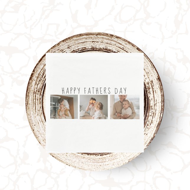 Modern Collage Photo & Happy Fathers Day Best Gift Napkin (Creator Uploaded)