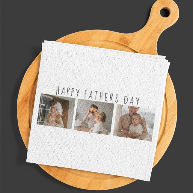 Modern Collage Photo & Happy Fathers Day Best Gift Tea Towel (Creator Uploaded)