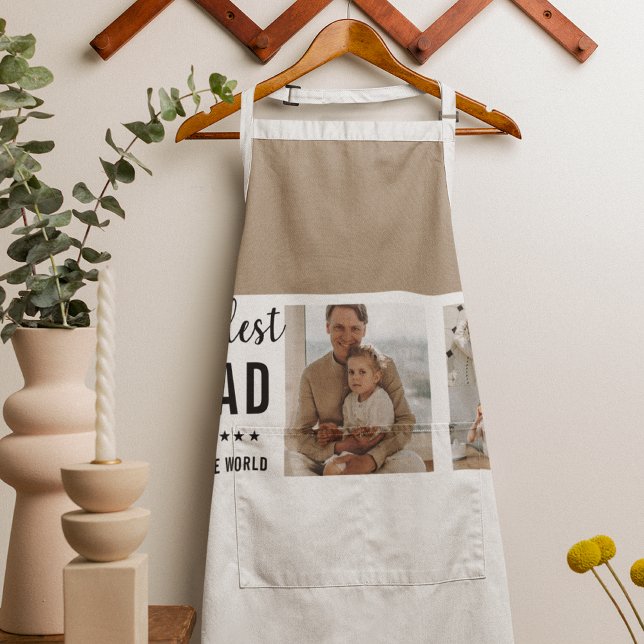 Modern Collage Photo Happy  Fathers Day Gift Apron (Creator Uploaded)