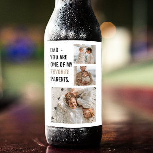 Modern Collage Photo & Happy Fathers Day Gift Beer Bottle Label