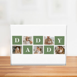 Modern Collage Photo & Happy Fathers Day Gift Block
