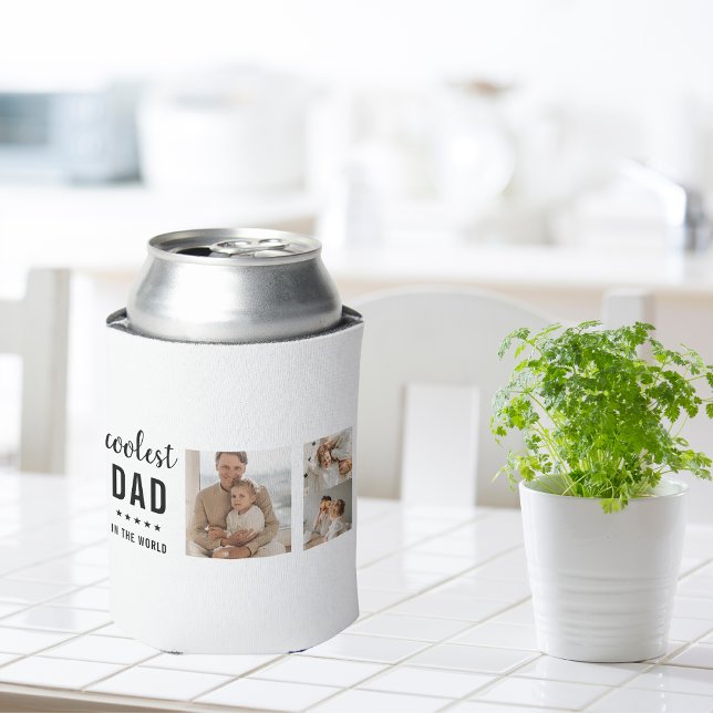 Modern Collage Photo Happy  Fathers Day Gift Can Cooler (Creator Uploaded)