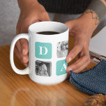 Modern Collage Photo  Happy Fathers Day Gift Coffee Mug<br><div class="desc">Introducing the Modern Collage Photo Happy Father's Day Gift in a mint colour theme. This unique and personalised gift is designed to celebrate the special bond between a father and their loved ones.The Modern Collage Photo Happy Father's Day Gift is a beautifully crafted collage frame that can be customised with...</div>