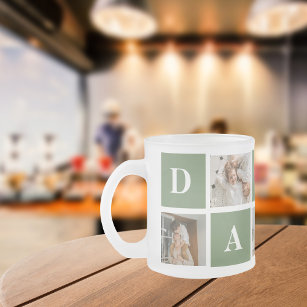 Modern Collage Photo & Happy Fathers Day Gift Frosted Glass Coffee Mug