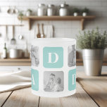 Modern Collage Photo  Happy Fathers Day Gift Frosted Glass Coffee Mug<br><div class="desc">Introducing the Modern Collage Photo Happy Father's Day Gift in a mint colour theme. This unique and personalised gift is designed to celebrate the special bond between a father and their loved ones.The Modern Collage Photo Happy Father's Day Gift is a beautifully crafted collage frame that can be customised with...</div>