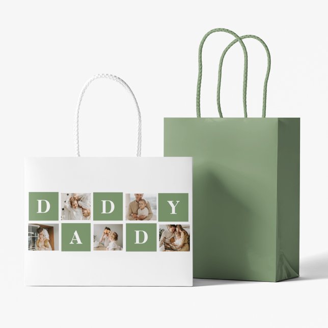 Modern Collage Photo & Happy Fathers Day Gift Large Gift Bag (Creator Uploaded)