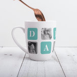 Modern Collage Photo  Happy Fathers Day Gift Latte Mug<br><div class="desc">Introducing the Modern Collage Photo Happy Father's Day Gift in a mint colour theme. This unique and personalised gift is designed to celebrate the special bond between a father and their loved ones.The Modern Collage Photo Happy Father's Day Gift is a beautifully crafted collage frame that can be customised with...</div>