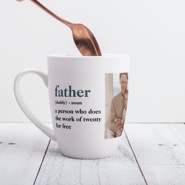 Modern Collage Photo Happy Fathers Day Gift Latte Mug (Creator Uploaded)