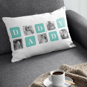 Modern Collage Photo Happy Fathers Day Gift Lumbar Cushion