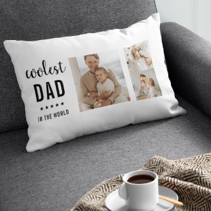 Modern Collage Photo Happy Fathers Day Gift Lumbar Cushion