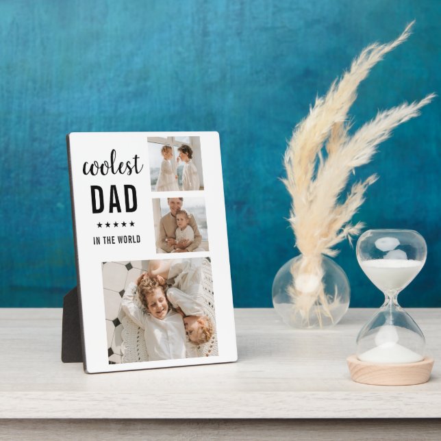 Modern Collage Photo Happy  Fathers Day Gift Plaque (Side)