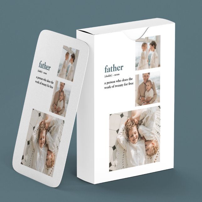Modern Collage Photo Happy Fathers Day Gift Playing Cards (Creator Uploaded)