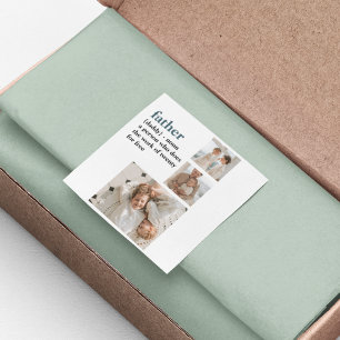 Modern Collage Photo Happy Fathers Day Gift Square Sticker