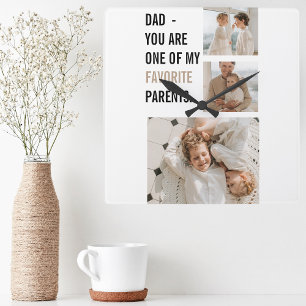 Modern Collage Photo & Happy Fathers Day Gift Square Wall Clock