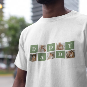 Modern Collage Photo & Happy Fathers Day Gift T-Shirt