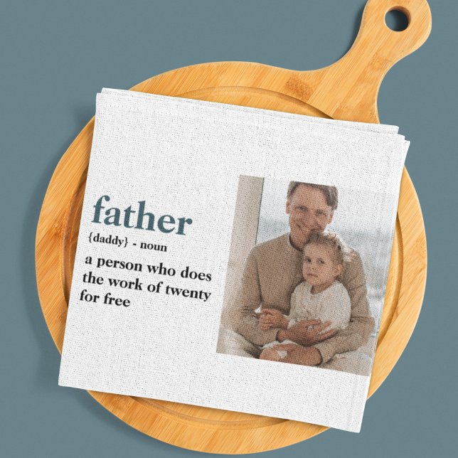 Modern Collage Photo Happy Fathers Day Gift Tea Towel (Creator Uploaded)