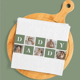 Modern Collage Photo & Happy Fathers Day Gift Tea Towel