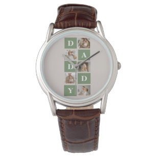 Modern Collage Photo & Happy Fathers Day Gift Watch