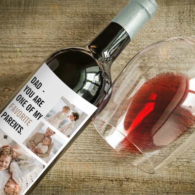Modern Collage Photo & Happy Fathers Day Gift Wine Label (Creator Uploaded)