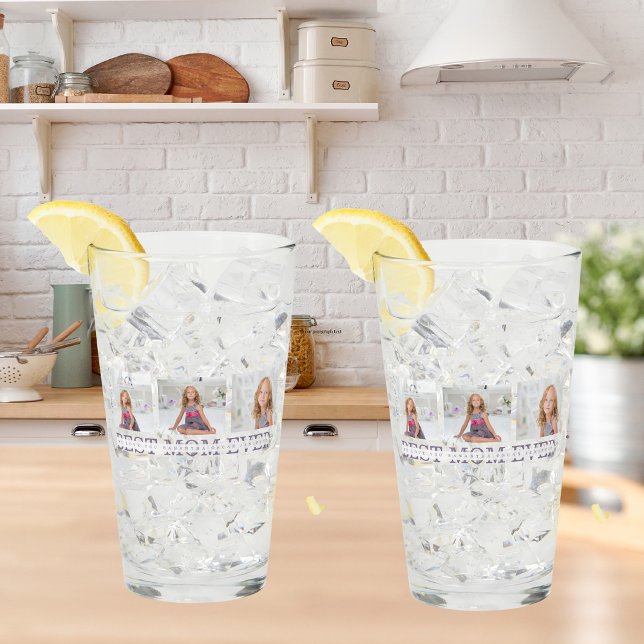 Modern Collage Photo Happy Mothers Day Purple Gift Glass (Creator Uploaded)