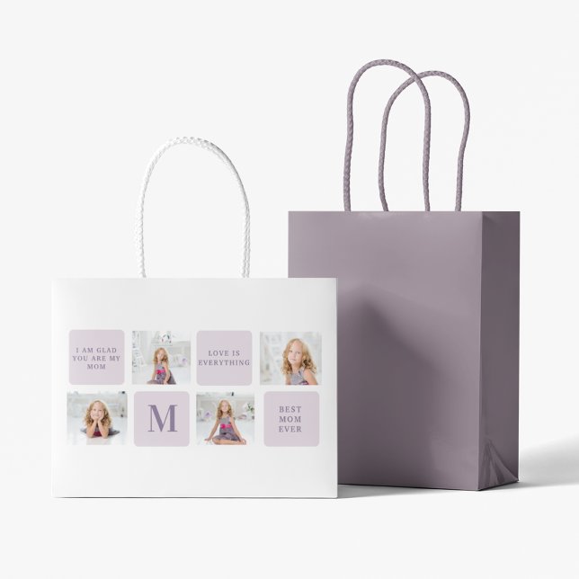 Modern Collage Photo Happy Mothers Day Purple Gift Large Gift Bag (Creator Uploaded)