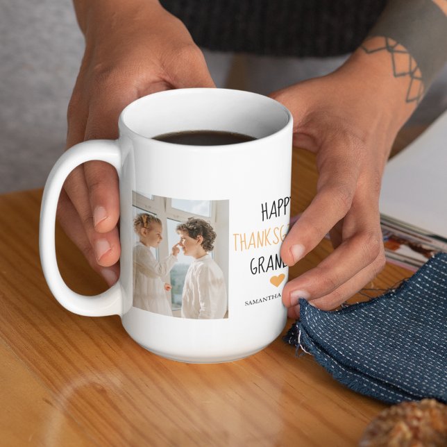 Modern Collage Photo & Happy Thanksgiving Dad Coffee Mug (Creator Uploaded)