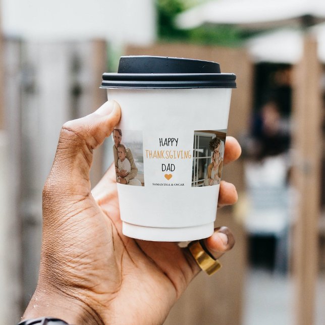 Modern Collage Photo & Happy Thanksgiving Dad Paper Cups (Creator Uploaded)