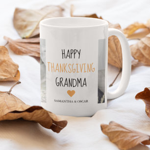 Modern Collage Photo Happy Thanksgiving Grandma Coffee Mug