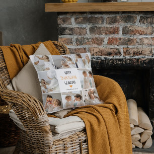 Modern Collage Photo Happy Thanksgiving Grandma Cushion